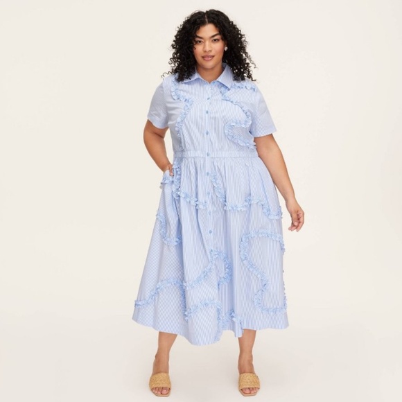 Kate Spade x Target Women’s Ribbon Midi Short Sleeve Shirtdress 3X Plus Size - Picture 2 of 4